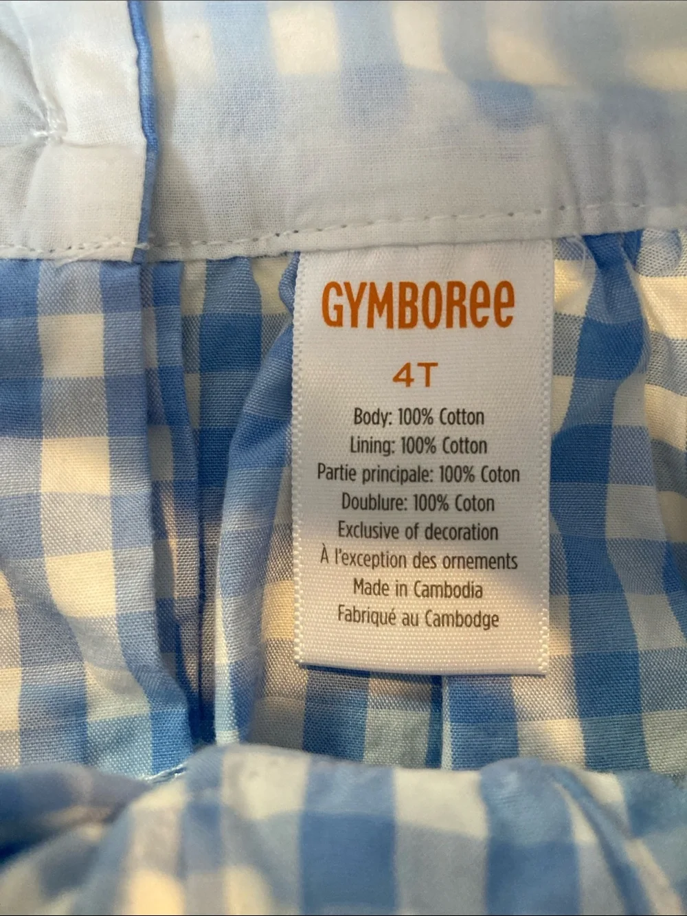 Girls Gymboree blue white checks flower sleeveless sun dress size 4T